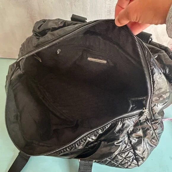 Steve Madden Black Large Quilted Tote Weekender Shoulder Bag Canvas Handles - Picture 10 of 11